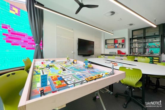 Whiteboard Wall Lining in Robotic Classroom in Macarthur Anglican School Sydney.