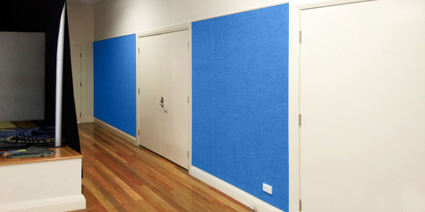 Acoustic Pinboard Wall Lining in School hall